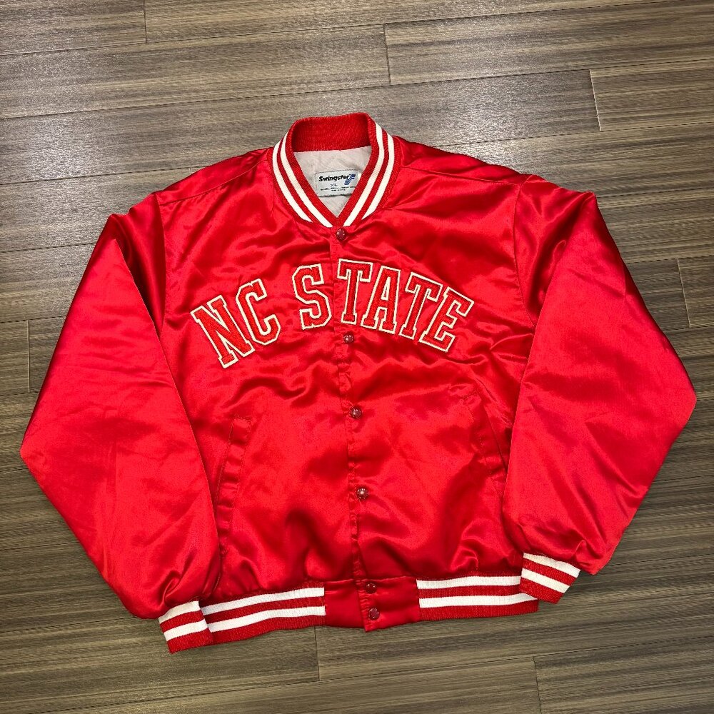Vintage 90s NC STATE Wolfpack Swingster Satin Bomber Jacket  North Carolina XL